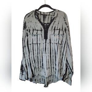 ROCK & REPUBLIC Tie-Dye Lace-Up Tunic Shirt, size XL